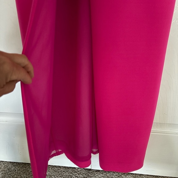 Black Halo Eve Gown Womens Size 0 Hendricks Hot Pink Draped Peplum Scuba Dress - Picture 3 of 8